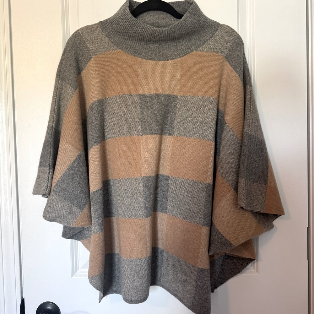 Note di Anita Wool Blend Made in Italy Tan and Gray Women's One Size Poncho